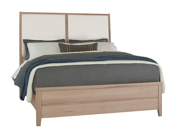 Vaughan Bassett 822-661-166-061-944-MS1 Woodbridge California King Upholstered Bed White Fabric Clear Maple Finish Vaughan Bassett 822-661-166-061-944-MS1 Woodbridge California King Upholstered Bed White Fabric Clear Maple Finish