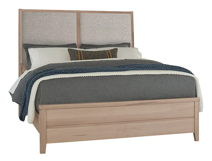 Vaughan Bassett 822-661-166-062-944-MS1 Woodbridge California King Upholstered Bed Grey Fabric Clear Maple Finish Vaughan Bassett 822-661-166-062-944-MS1 Woodbridge California King Upholstered Bed Grey Fabric Clear Maple Finish