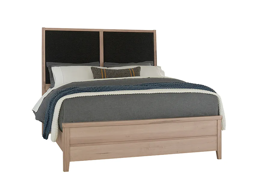 Vaughan Bassett 822-661-166-063-944-MS1 Woodbridge California King Upholstered Bed Black Fabric Clear Maple Finish