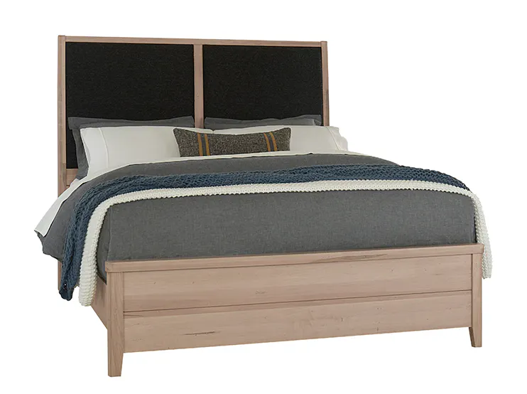 Vaughan Bassett 822-661-166-063-944-MS1 Woodbridge California King Upholstered Bed Black Fabric Clear Maple Finish Vaughan Bassett 822-661-166-063-944-MS1 Woodbridge California King Upholstered Bed Black Fabric Clear Maple Finish