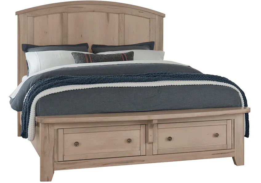 Vaughan Bassett 822-667-066B-502-666 Woodbridge King Arch Bed with Storage Footboard Clear Maple Finish
