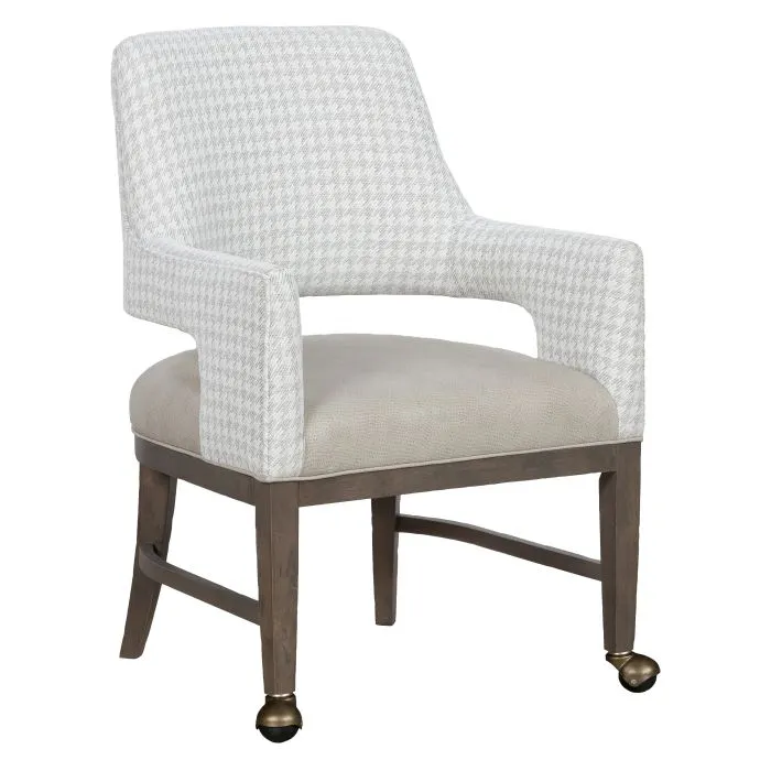 Fairfield Furniture L-8865-A2-M Josie Grande Arm Chair, Leather, with two front casters, with Base in Mica Finish