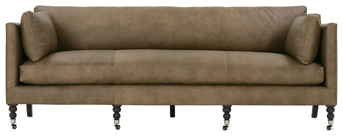 Rowe Furniture MADELINE-L-033-55 Madeline 90 Inch Express Mushroom Leather Sofa Rowe Furniture MADELINE-L-033-55 Madeline 90 Inch Express Mushroom Leather Sofa