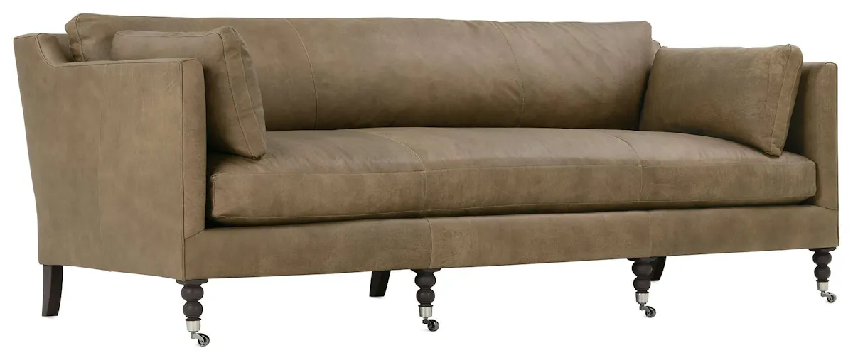 Rowe Furniture MADELINE-L-033-55 Madeline 90 Inch Express Mushroom Leather Sofa Rowe Furniture MADELINE-L-033-55 Madeline 90 Inch Express Mushroom Leather Sofa