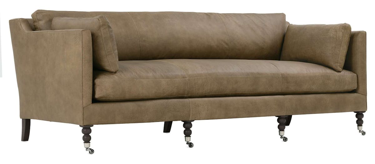 Rowe Furniture MADELINE-L-033-55 Madeline 90 Inch Express Mushroom Leather Sofa Rowe Furniture MADELINE-L-033-55 Madeline 90 Inch Express Mushroom Leather Sofa