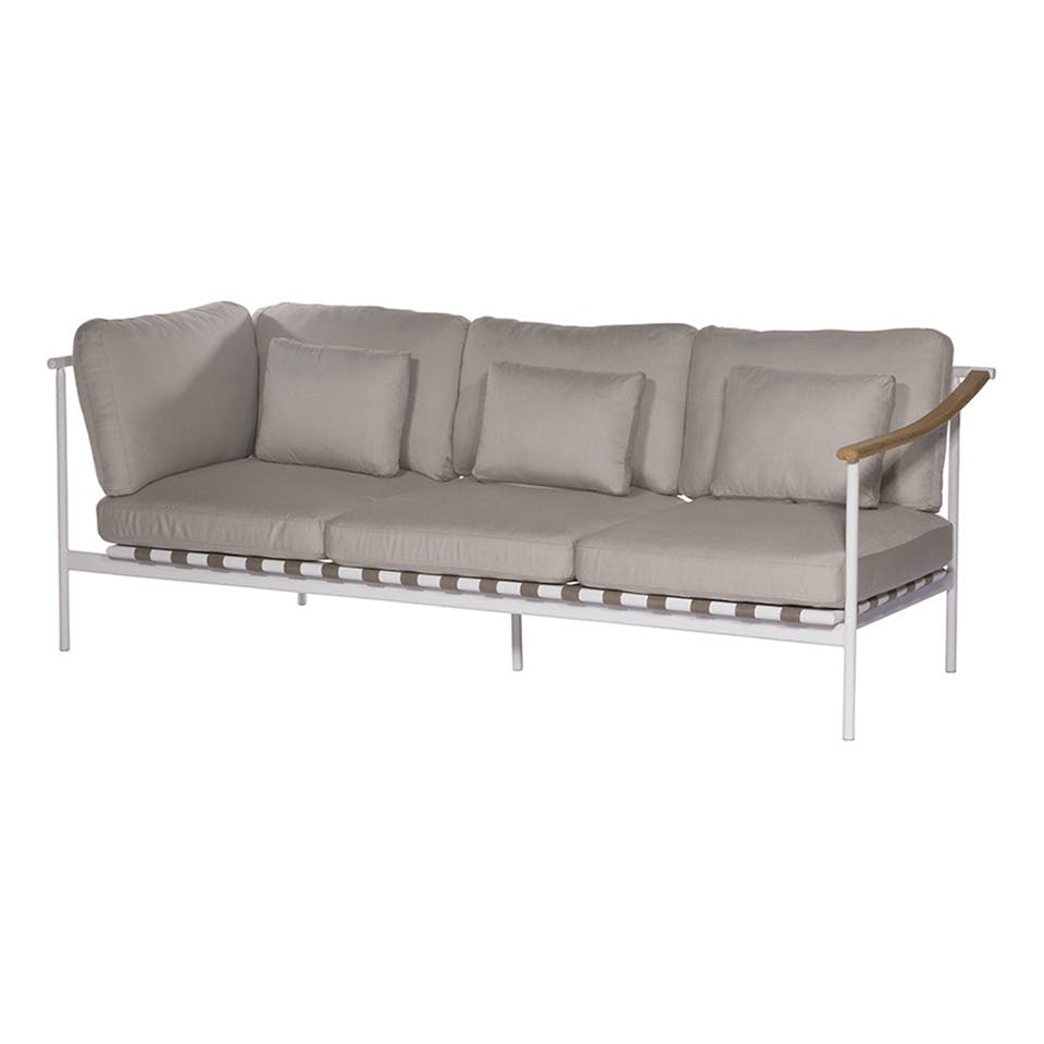 Barlow Tyrie 1AROMD3AT.02 Around Deep Seating Triple Aluminium Left Arm / Teak Right Arm