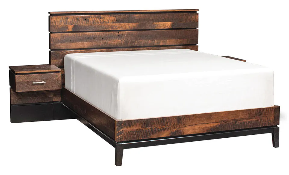 Simply Amish BBFRI-37B1 Frisco Panel Bed CA King with 18" Attached Nightstands, No Upper Panel Simply Amish BBFRI-37B1 Frisco Panel Bed CA King with 18" Attached Nightstands, No Upper Panel