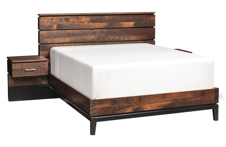 Simply Amish BBFRI-37B1 Frisco Panel Bed CA King with 18" Attached Nightstands, No Upper Panel Simply Amish BBFRI-37B1 Frisco Panel Bed CA King with 18" Attached Nightstands, No Upper Panel