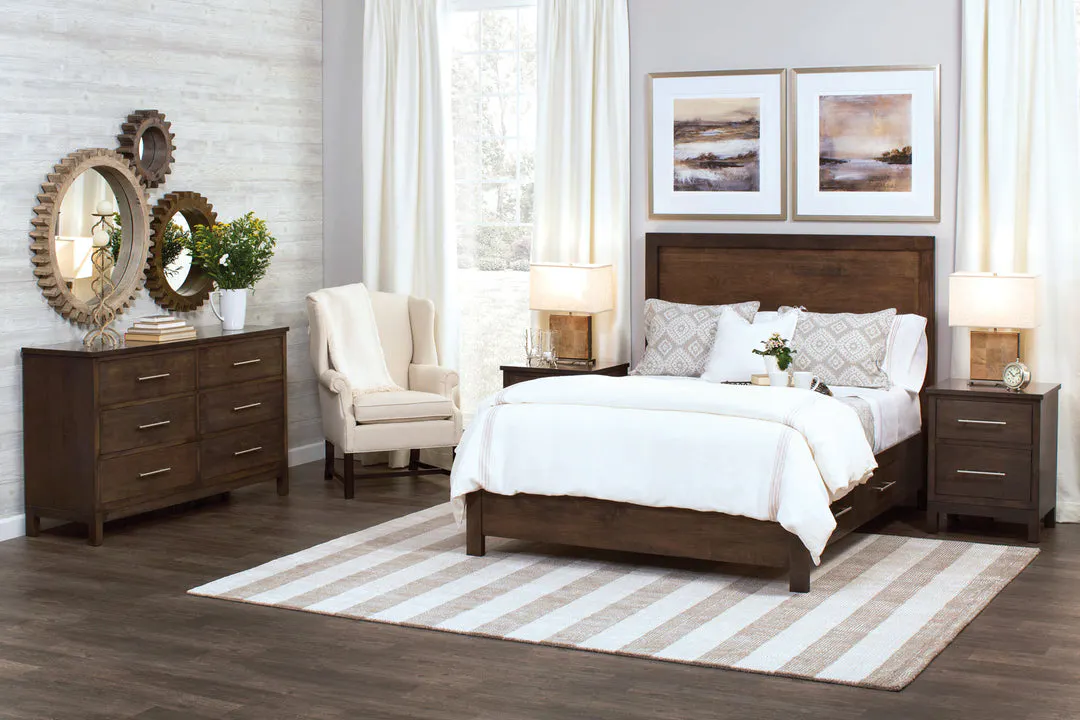 Simply Amish SBABR-22B3 Auburn Bay Single Queen Panel Bed with Footboard Storage Simply Amish SBABR-22B3 Auburn Bay Single Queen Panel Bed with Footboard Storage