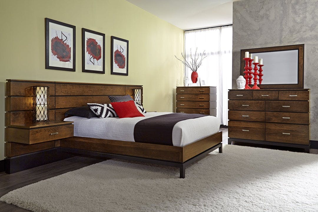 Simply Amish BBFRI-28B1 Frisco Panel CA King Bed with 18" Attached Nightstands Simply Amish BBFRI-28B1 Frisco Panel CA King Bed with 18" Attached Nightstands