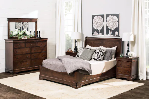 Simply Amish SBLPP-09L4 Louis Philippe Twin Sleigh Bed with Low Footboard Simply Amish SBLPP-09L4 Louis Philippe Twin Sleigh Bed with Low Footboard