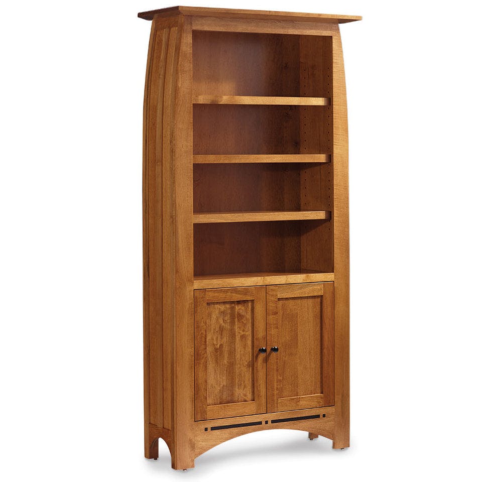 Simply Amish ECABC-OWD-3680 Aspen Tall Bookcase with Wood Doors on Bottom and Inlay