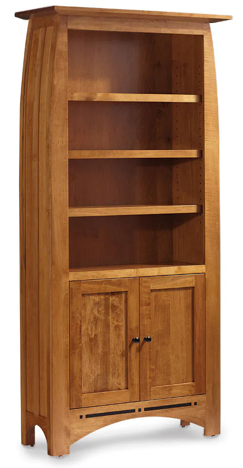 Simply Amish ECABC-OWD-3672 Aspen Tall Bookcase with Wood Doors on Bottom and Inlay Simply Amish ECABC-OWD-3672 Aspen Tall Bookcase with Wood Doors on Bottom and Inlay