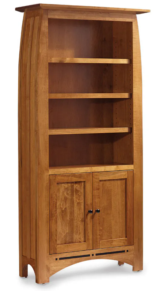 Simply Amish ECABC-OWD-3672 Aspen Tall Bookcase with Wood Doors on Bottom and Inlay Simply Amish ECABC-OWD-3672 Aspen Tall Bookcase with Wood Doors on Bottom and Inlay