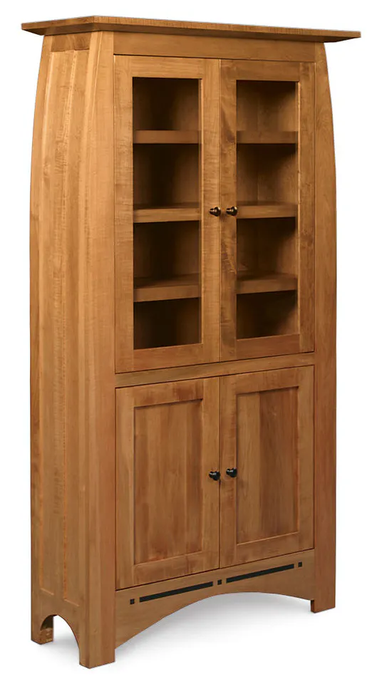 Simply Amish ECABC-OPN-3672 Aspen Tall Bookcase with Glass Doors on Top, Wood Doors on Bottom, and Inlay Simply Amish ECABC-OPN-3672 Aspen Tall Bookcase with Glass Doors on Top, Wood Doors on Bottom, and Inlay