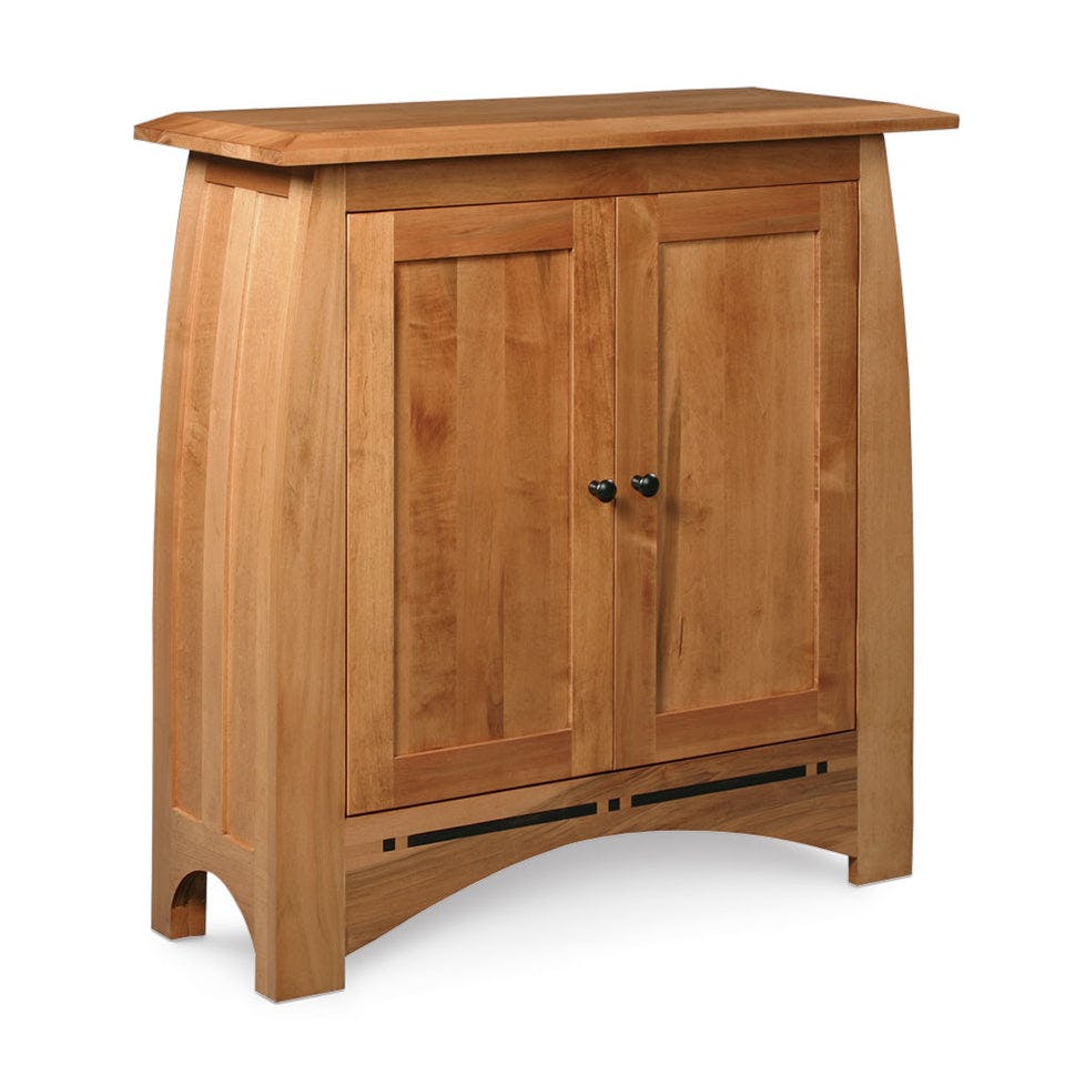 Simply Amish ECABC-OWD-3650 Aspen Short Bookcase with Wood Doors and Inlay