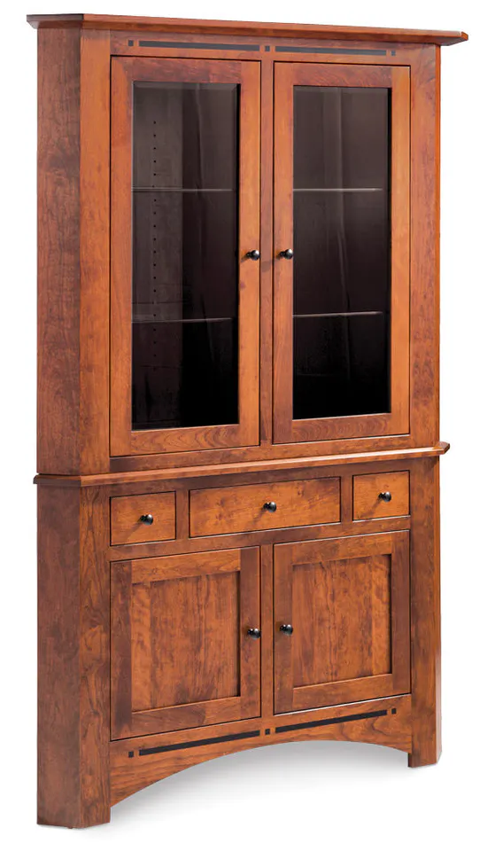 Simply Amish ESASP-S02/ESASP-B02A Aspen Closed Corner Hutch with Inlay, Medium Simply Amish ESASP-S02/ESASP-B02A Aspen Closed Corner Hutch with Inlay, Medium
