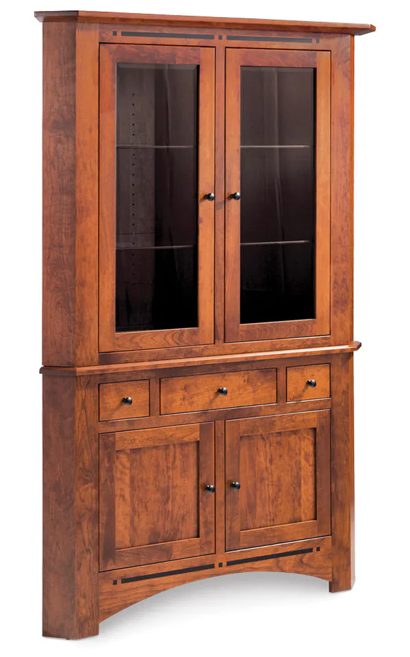 Simply Amish ESASP-S02/ESASP-B02A Aspen Closed Corner Hutch with Inlay, Medium Simply Amish ESASP-S02/ESASP-B02A Aspen Closed Corner Hutch with Inlay, Medium