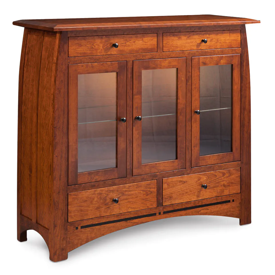 Simply Amish ECADC3W Aspen 3-Door Dining Cabinet With Inlay