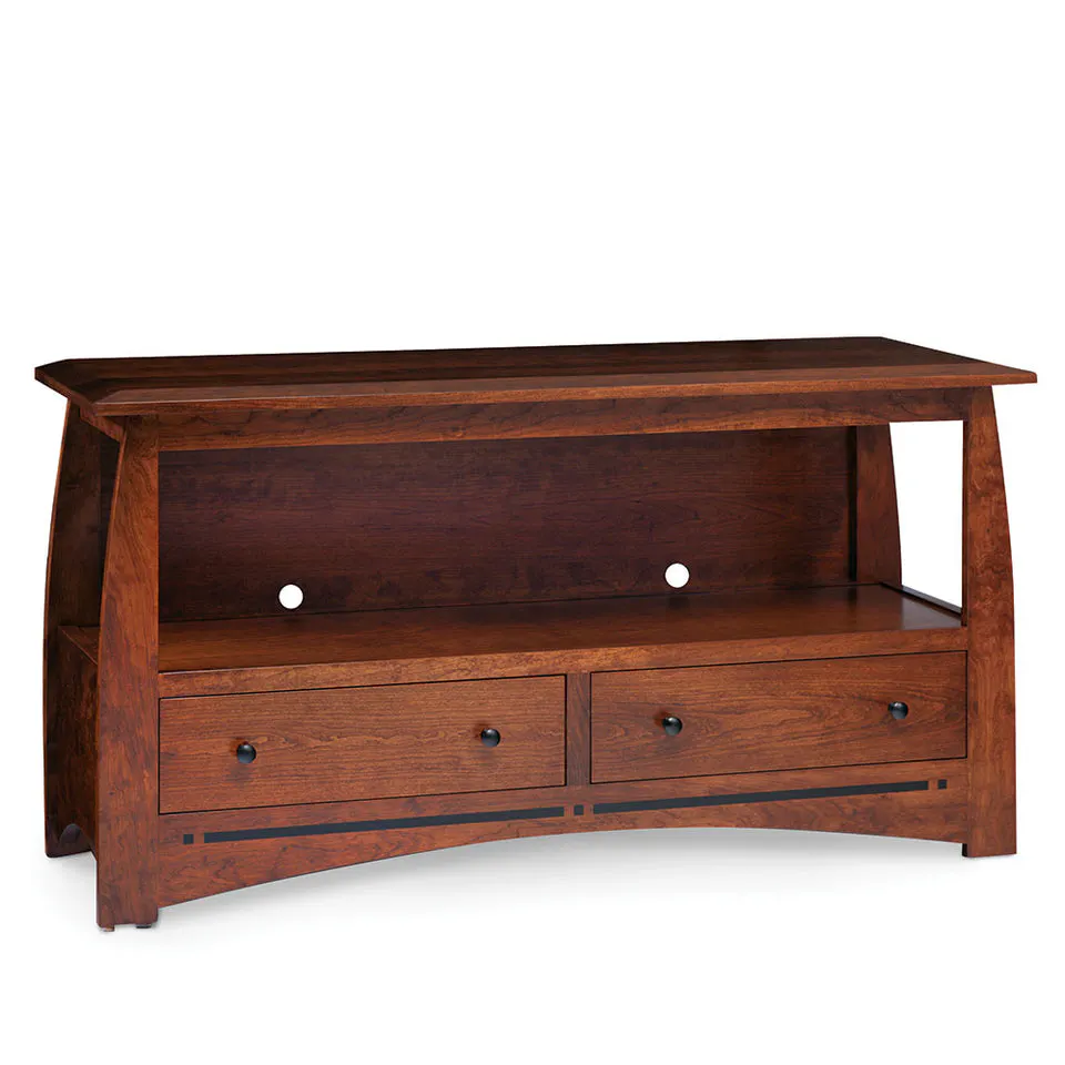 Simply Amish ECALO2DTVS Aspen 2-Drawer Open TV Stand with Inlay, 60″