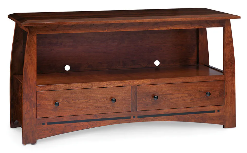 Simply Amish ECALO2DTVS Aspen 2-Drawer Open TV Stand with Inlay, 60" Simply Amish ECALO2DTVS Aspen 2-Drawer Open TV Stand with Inlay, 60"