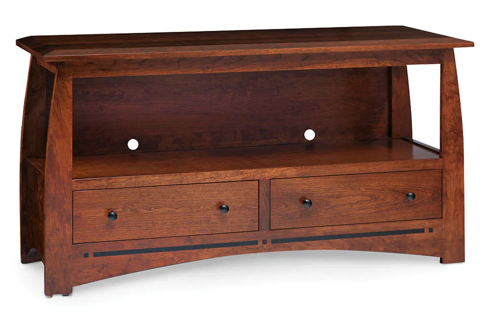 Simply Amish ECALO2DTVS Aspen 2-Drawer Open TV Stand with Inlay, 60" Simply Amish ECALO2DTVS Aspen 2-Drawer Open TV Stand with Inlay, 60"