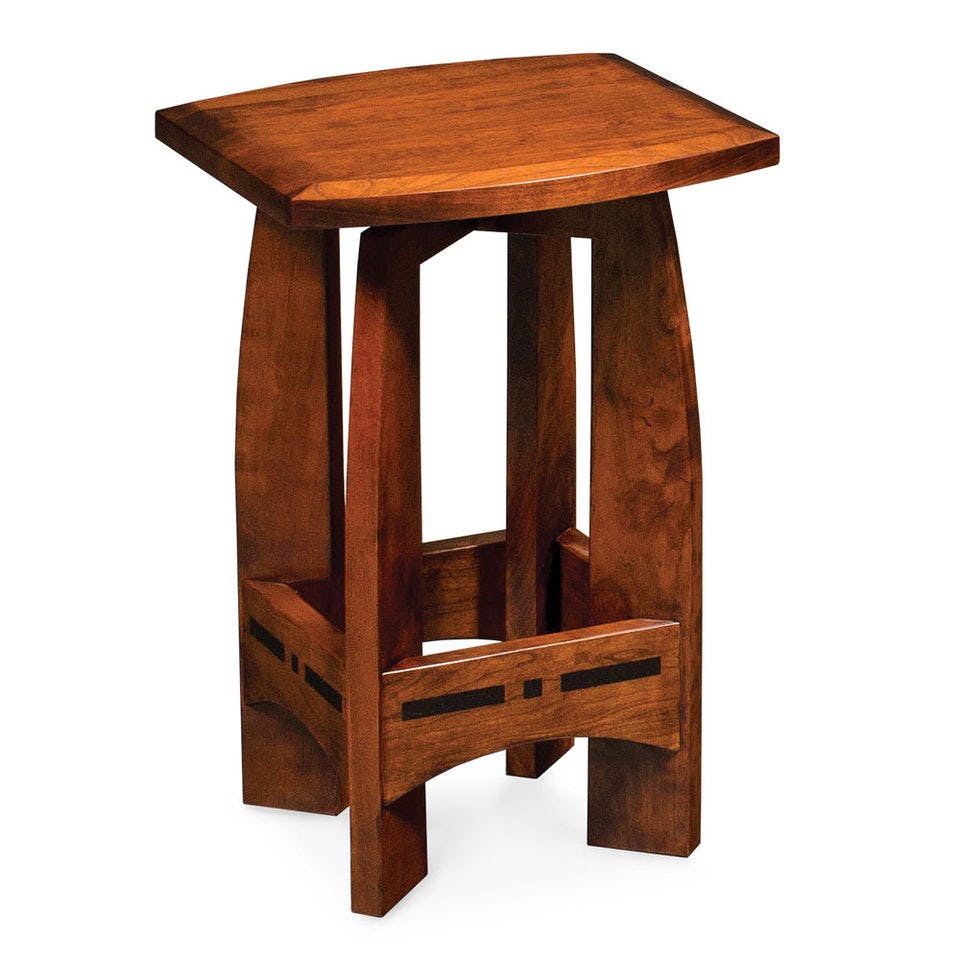 Simply Amish ECASP-06B-W Aspen Swivel Barstool with Inlay, No Back