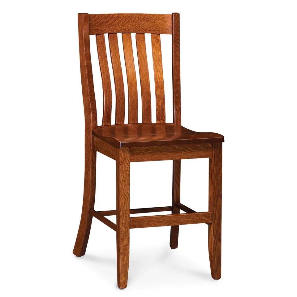 Simply Amish ECBRD-04B-L Bradford Stationary Barstool, 30″ w/ Leather Cushion Seat