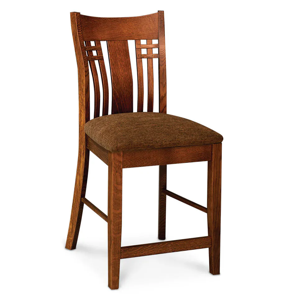 Simply Amish ECBRL-04B-L  Bradley Stationary Barstool, 30″ Seat Height w/ Leather Cushion Seat
