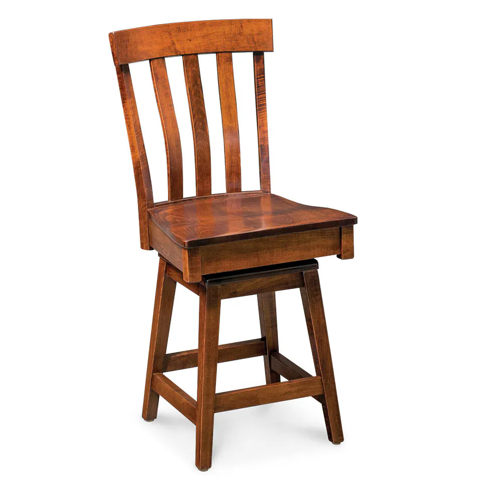 Simply Amish ECFRE-06C-L Fremont Swivel Barstool, 24″ Seat Height w/ Leather Cushion Seat