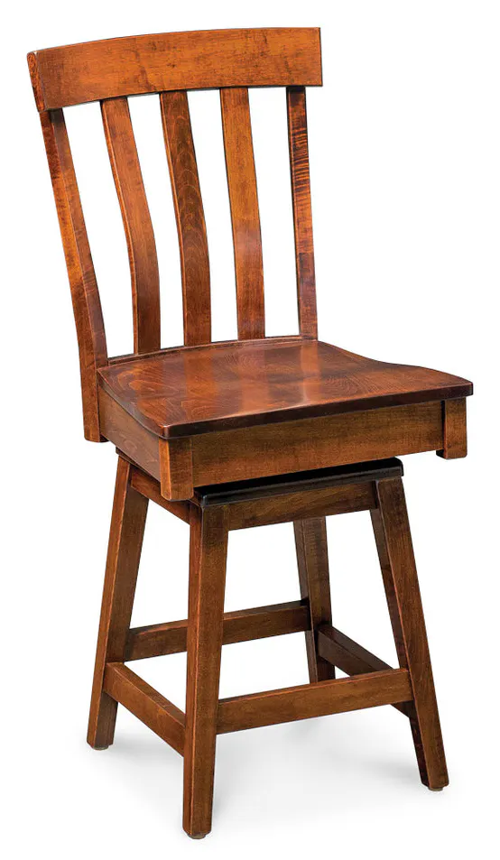 Simply Amish ECFRE-06C-L Fremont Swivel Barstool, 24" Seat Height w/ Leather Cushion Seat Simply Amish ECFRE-06C-L Fremont Swivel Barstool, 24" Seat Height w/ Leather Cushion Seat