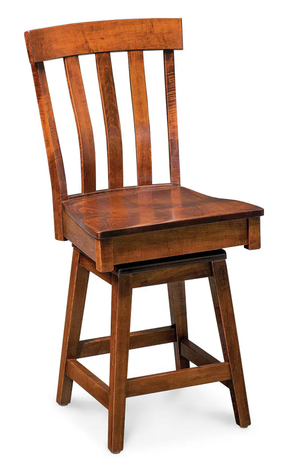 Simply Amish ECFRE-06C-L Fremont Swivel Barstool, 24" Seat Height w/ Leather Cushion Seat Simply Amish ECFRE-06C-L Fremont Swivel Barstool, 24" Seat Height w/ Leather Cushion Seat
