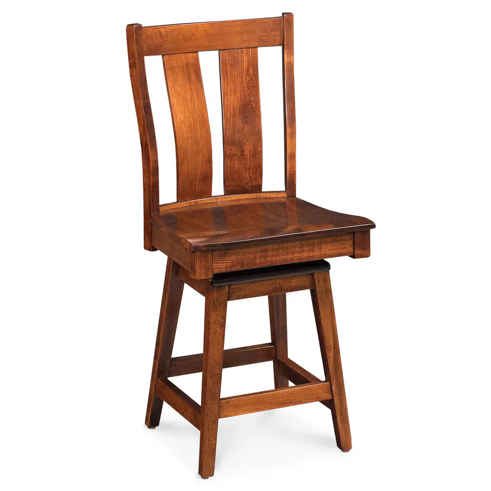 Simply Amish ECMIT-06B-L Mitchell Swivel Barstool, 30″ Seat Height w/ Leather Cushion Seat