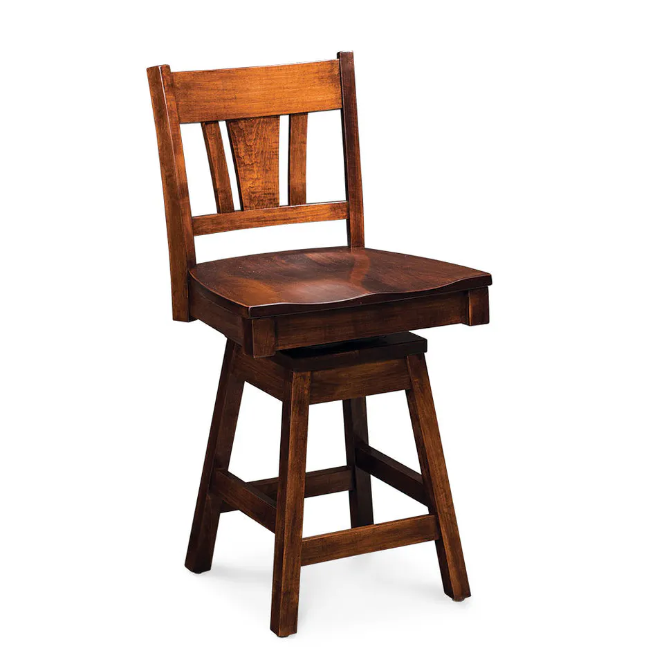 Simply Amish ECSHE-06B-L Sheffield Swivel Barstool, 30″ w/ Leather Cushion Seat