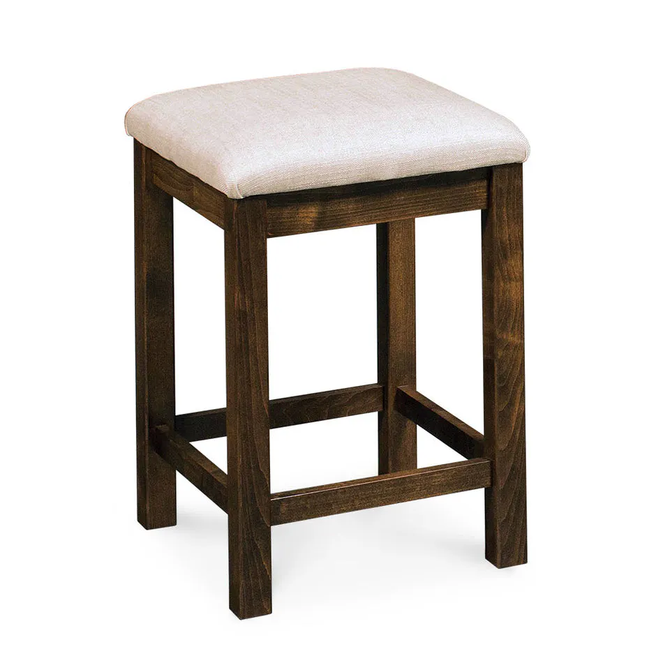Simply Amish ECSHE-08B-L Sheffield Backless Stationary Barstool, 30″ Seat Height w/ Leather Cushion Seat