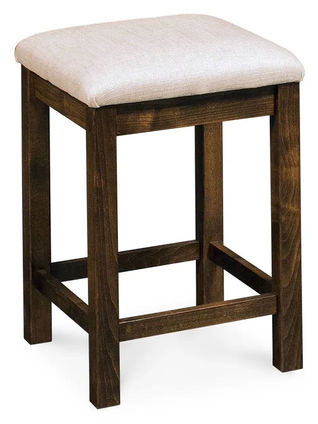 Simply Amish ECSHE-08C-F Sheffield Backless Stationary Barstool, 24" Seat Height w/ Fabric Cushion Seat Simply Amish ECSHE-08C-F Sheffield Backless Stationary Barstool, 24" Seat Height w/ Fabric Cushion Seat