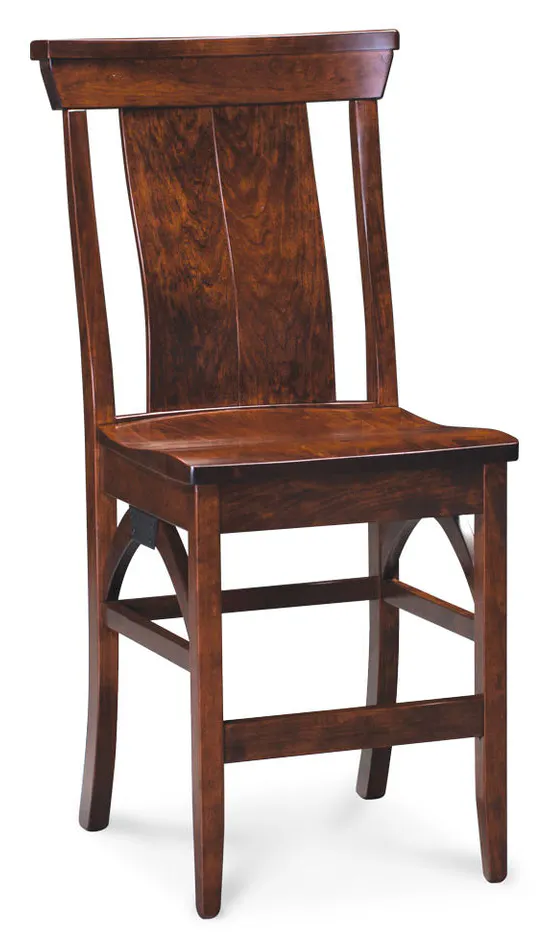 Simply Amish ECTRB-04C-F B&O Railroad Trestle Bridge Stationary Barstool, 24" w/ Fabric Cushion Seat Simply Amish ECTRB-04C-F B&O Railroad Trestle Bridge Stationary Barstool, 24" w/ Fabric Cushion Seat
