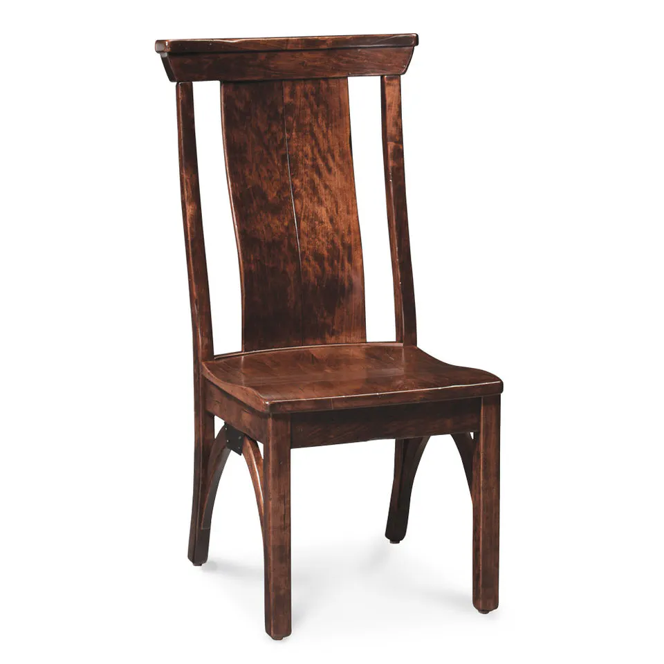 Simply Amish ECTRB-02A-L B&O Railroad Trestle Bridge Side Chair w/ Leather Cushion Seat
