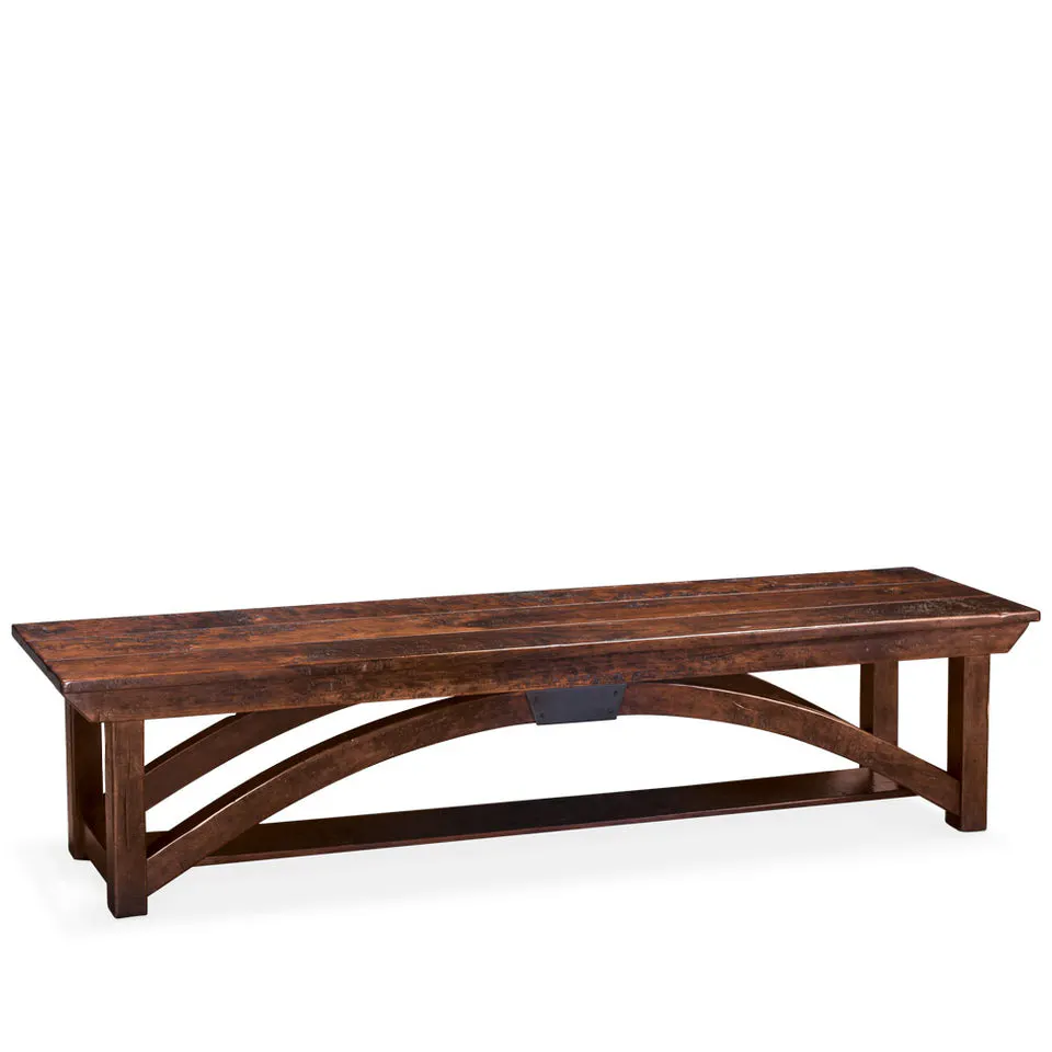 Simply Amish ECTRB-12D-W-15 B&O Railroad Trestle Bridge Dining Bench, 80″ w/ Leather Cushion Seat