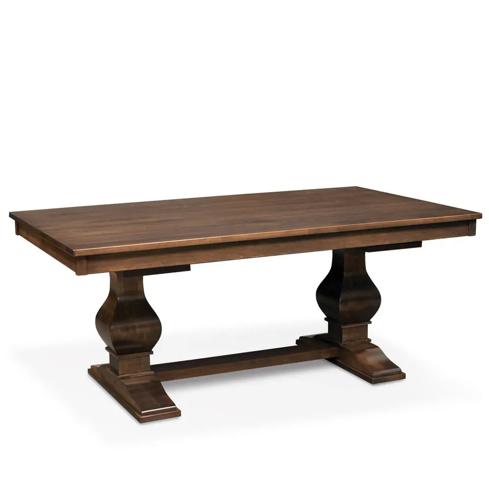 Simply Amish ETCRA-G01D18-S Crawford Double Pedestal Table, Solid Top