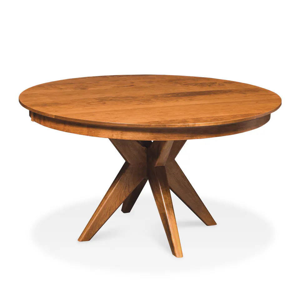 Simply Amish ETELR-F06D34-S Elroy Single Pedestal Table, 60″ w/ Solid Top