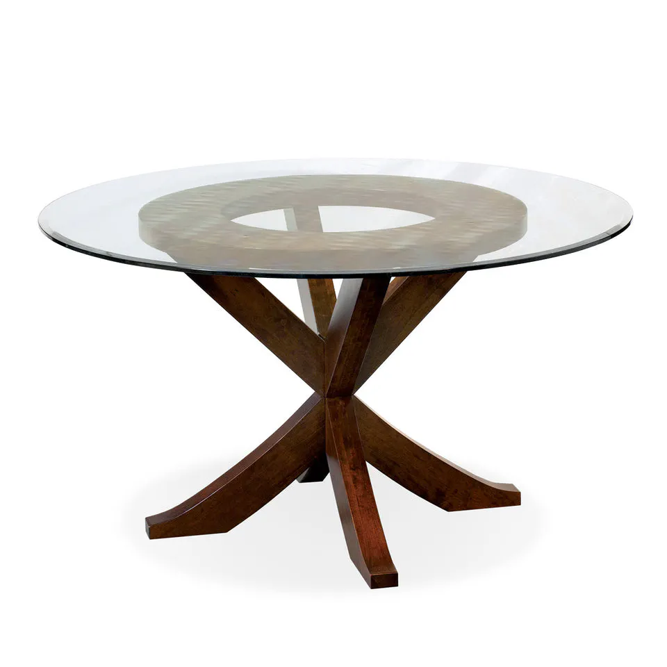 Simply Amish ETPAR-E06L34A Parkdale Single Pedestal Table with Glass Top, 60″ – ½” thick glass top with beveled edge