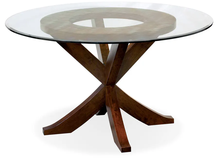 Simply Amish ETPAR-E06L22A Parkdale Single Pedestal Table with Glass Top, 48" - ½” thick glass top with beveled edge Simply Amish ETPAR-E06L22A Parkdale Single Pedestal Table with Glass Top, 48" - ½” thick glass top with beveled edge