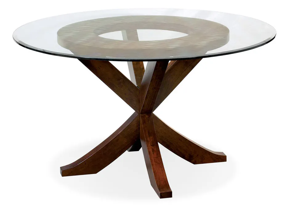 Simply Amish ETPAR-E06L22A Parkdale Single Pedestal Table with Glass Top, 48" - ½” thick glass top with beveled edge Simply Amish ETPAR-E06L22A Parkdale Single Pedestal Table with Glass Top, 48" - ½” thick glass top with beveled edge