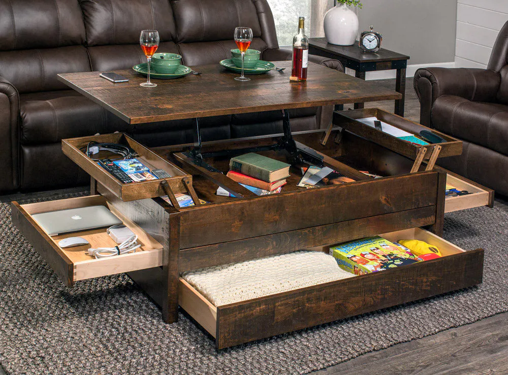 Simply Amish LOGRE-25C4A Living Room Greenville Incognito Coffee Table Simply Amish LOGRE-25C4A Living Room Greenville Incognito Coffee Table