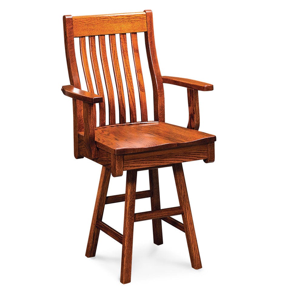Simply Amish KAUIIABS-06B-L Urbandale II Swivel Arm Barstool w/ Leather Cushion Seat