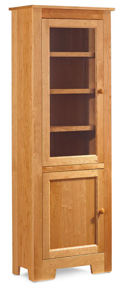 Simply Amish KCSBC-NGWD-2465 Shaker Narrow Bookcase with Glass Door on Top and Wood Door on Bottom w/ 3 Adjustable Shelves - Custom Glass Options Available Simply Amish KCSBC-NGWD-2465 Shaker Narrow Bookcase with Glass Door on Top and Wood Door on Bottom w/ 3 Adjustable Shelves - Custom Glass Options Available