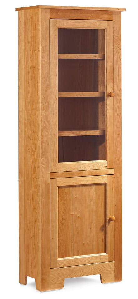Simply Amish KCSBC-NGWD-2465 Shaker Narrow Bookcase with Glass Door on Top and Wood Door on Bottom w/ 3 Adjustable Shelves - Custom Glass Options Available Simply Amish KCSBC-NGWD-2465 Shaker Narrow Bookcase with Glass Door on Top and Wood Door on Bottom w/ 3 Adjustable Shelves - Custom Glass Options Available
