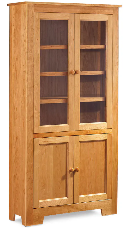 Simply Amish KCSBC-WGWD-4272 Shaker Wide Bookcase with Glass Doors on Top and Wood Doors on Bottom Simply Amish KCSBC-WGWD-4272 Shaker Wide Bookcase with Glass Doors on Top and Wood Doors on Bottom