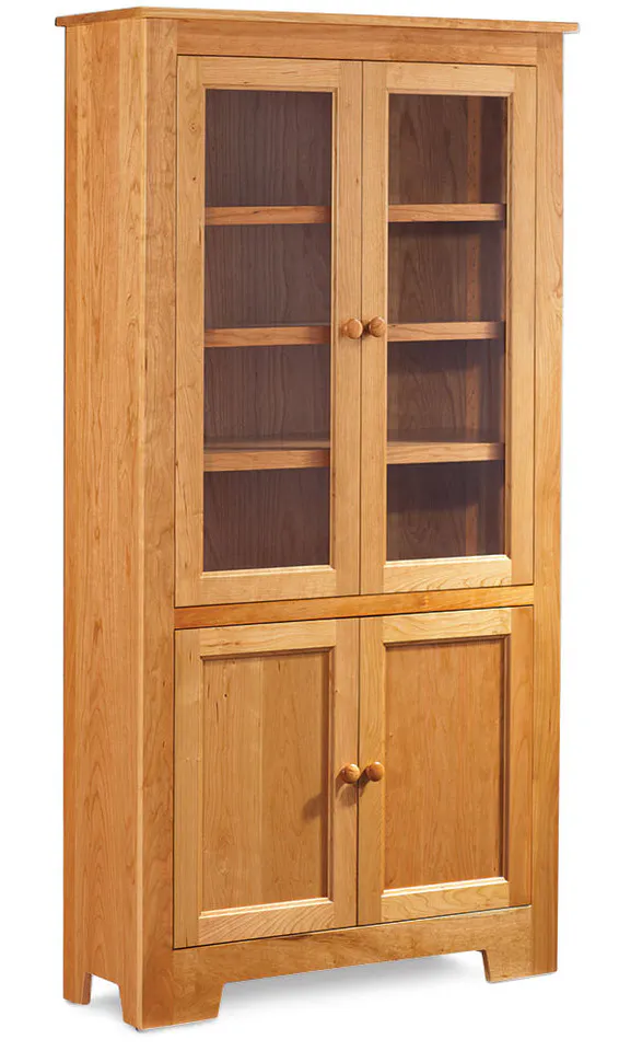 Simply Amish KCSBC-WGWD-4272 Shaker Wide Bookcase with Glass Doors on Top and Wood Doors on Bottom Simply Amish KCSBC-WGWD-4272 Shaker Wide Bookcase with Glass Doors on Top and Wood Doors on Bottom